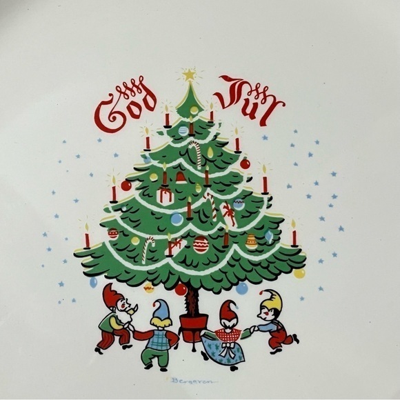 1 God Jul Berggren Traynor 10"Dinner Plate Christmas Tree Elves Johnson‎ Brother - Picture 11 of 13